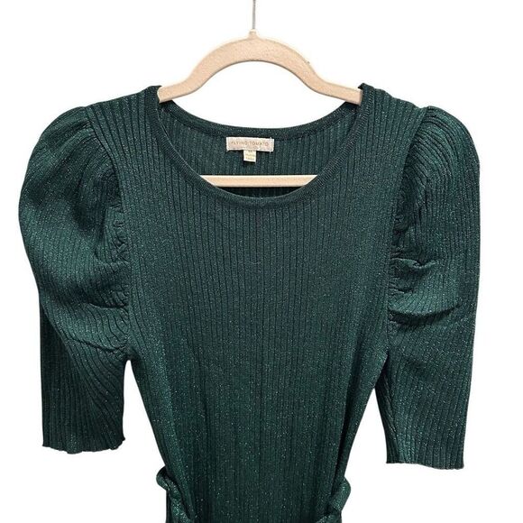 Flying Tomato Emerald Green Puff Sleeve Knit Sweater Dress - Picture 3 of 13